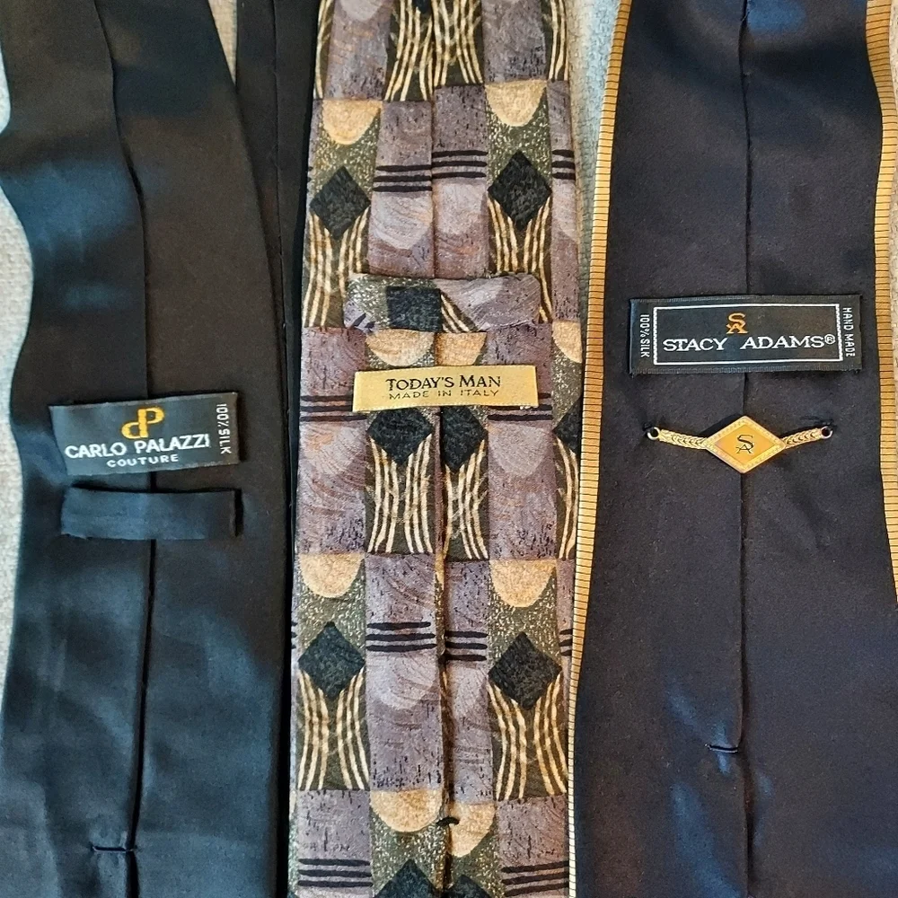 100% silk 3 ties Carlo Palazzi,Today's Man, Stacy Adams